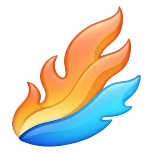 fire streak emoji, playful and modern with blue to orange gradient, vibrant

 sticker