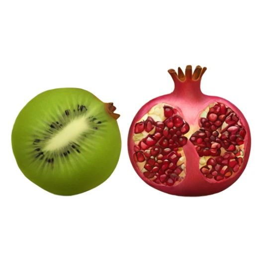 one kiwi and one pomegranate close to each other sticker