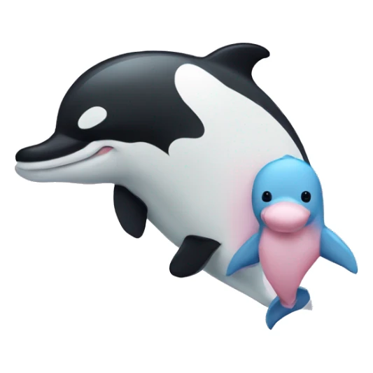 light pink dolphin holding a panda bear stuffed animal sticker