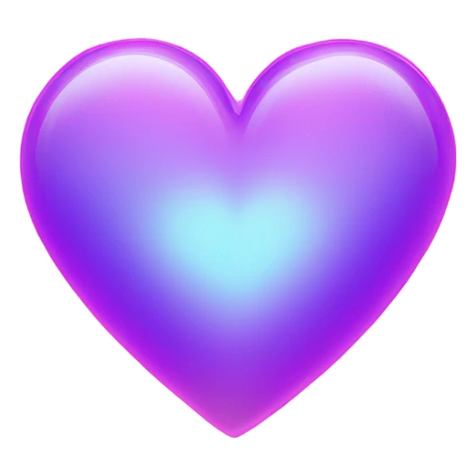 Neon glass blue mauve heart  sticker