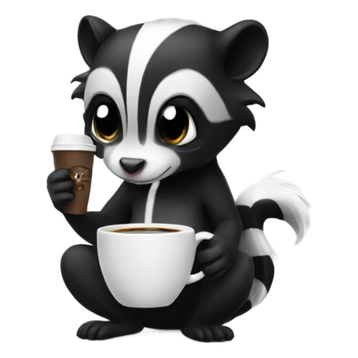 Skunk drinking coffee sticker