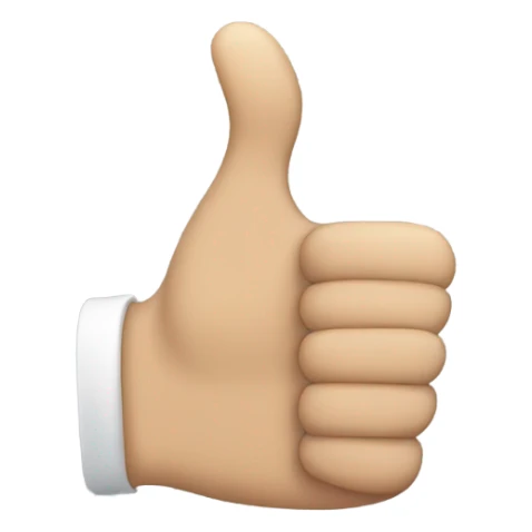 Thumbs up front of hand no fingers showing sticker