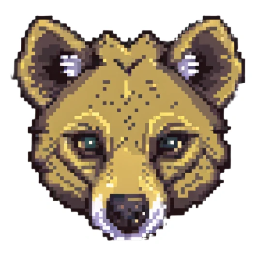 hyena head close-up in pixel art style sticker