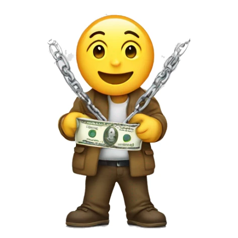 Emoji holding money and wearing a chain sticker
