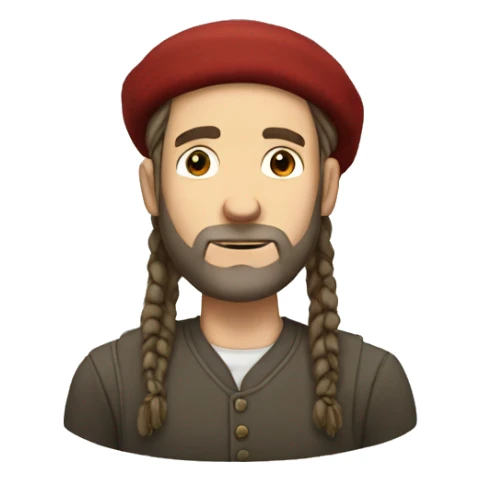 A white man with no beard and no mustache, with dread locks wearing a kippa sticker