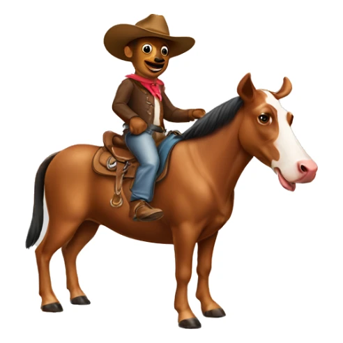 Weiner dog riding a horse with a cow boy hat on sticker