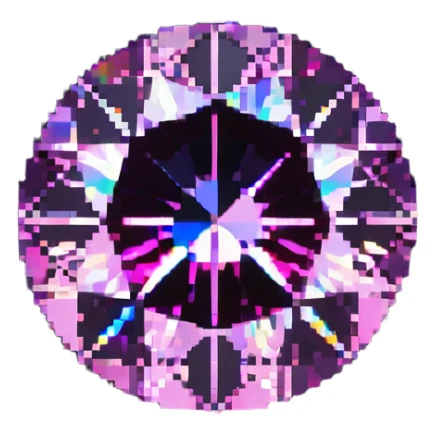 round cut pink sapphire gemstone with holographic sparkle effect sticker