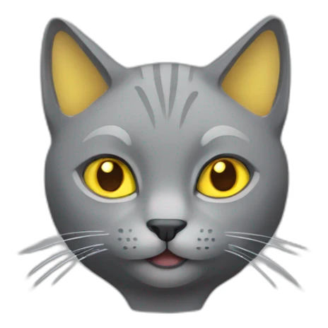 gray cat with folded ears and yellow eyes smiles sticker