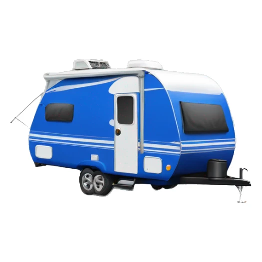 Realistic cobalt blue camping travel trailer isolated.  sticker