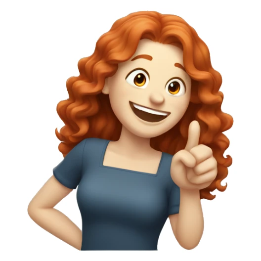 Pale, Long Wavy haired red head woman laughing and pointing sticker