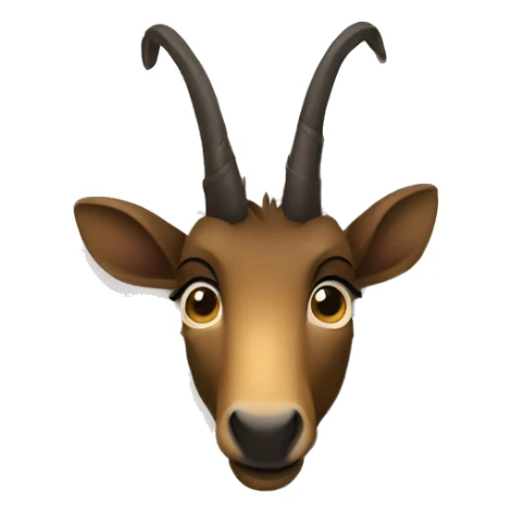 peeping happy smiling dark chamois front face with hoof behinf the wall sticker