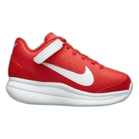Chaussure Nike rouge et blanche avec le logo en noir sticker