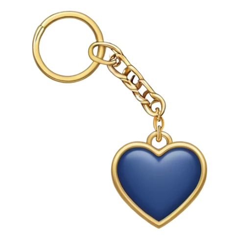 Navy blue heart with gold chains charm keychain sticker