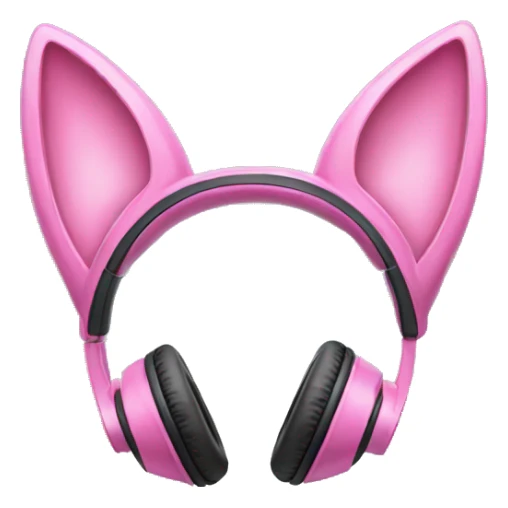 pink cat ear headphones sticker