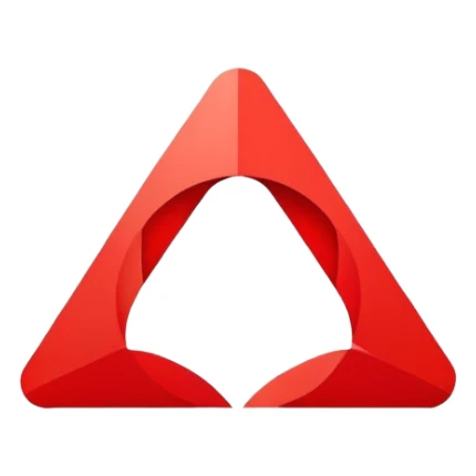 bright red abstract logo, minimal geometric shapes sticker