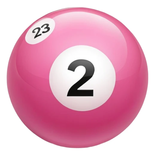 pink billiard ball with the number 23 inside a white circle sticker