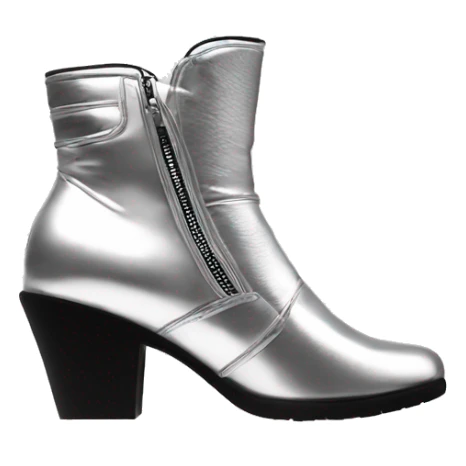 Realistic isolated pair of silver front view silver zip up ankle bootie boots. sticker