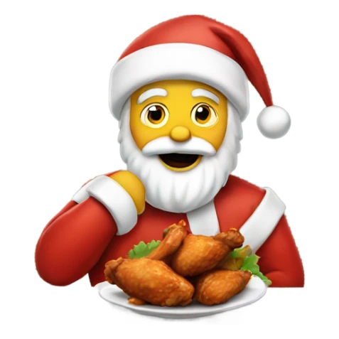 Santa eating chicken wings sticker