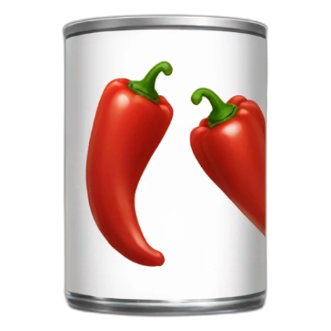 Can of red peppers with sauce sticker