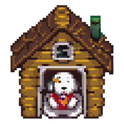 Snoopy sleeping on his doghouse pixel art sticker