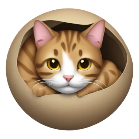 Tabby cat curled up in a ball sticker
