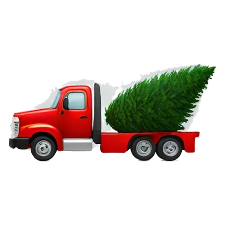 White truck hauling Christmas tree sticker
