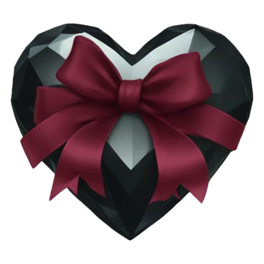 crystal black heart wrapped in a burgundy bow sticker
