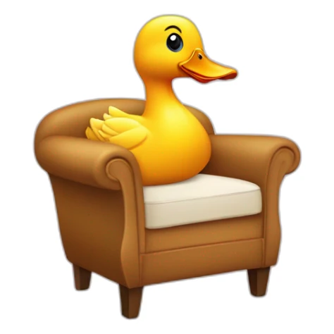 Canard sur un fauteuil avec tulipe dans le bec sticker