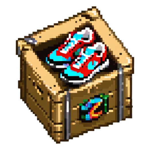 2d power up crate with a running shoe symbol for speed boost sticker