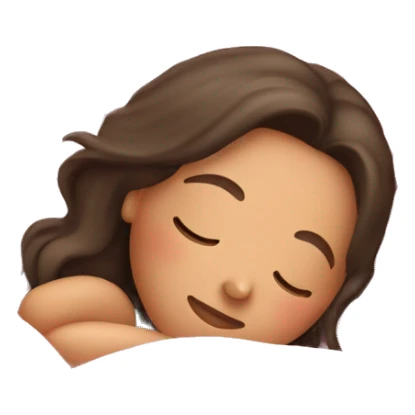 a white brunette girl sleeping in pink sheets sticker