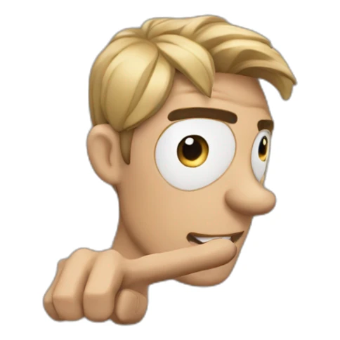 I cool guy trying to show of his jawline by pointing at it sticker