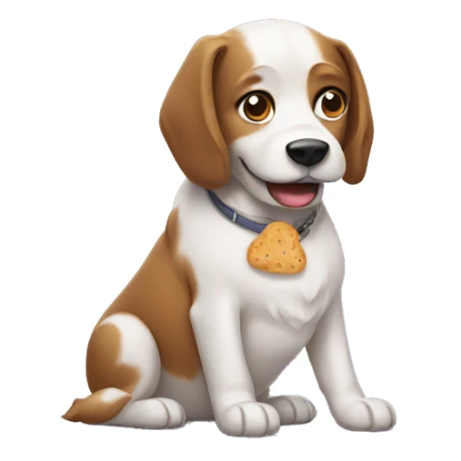 Dog with food sticker