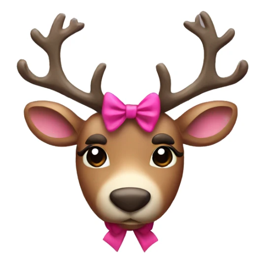 Reindeer with a dark pink bow sticker