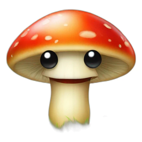 mashroom with eyes and smile with cherry and grass sticker