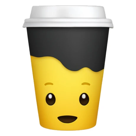 emoji amarelo tomando café da manhã, xícara branca sticker