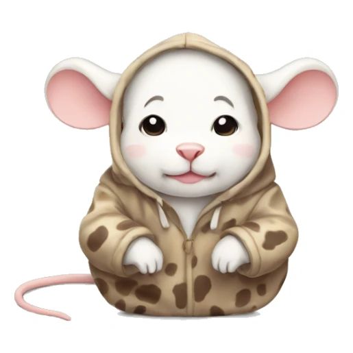 A lazy mouse in a cow hoodie sticker
