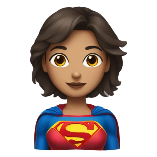Brune girl with a superwoman costume sticker