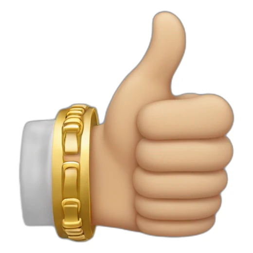 thumb up with gold rings on the fingers sticker