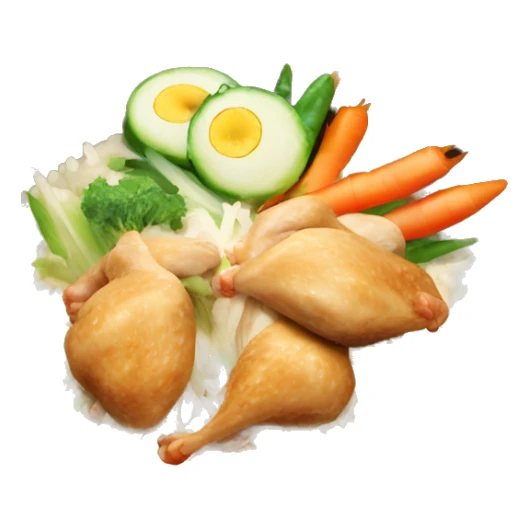Thai food chicken and rice in a nice bowl with vegetables  sticker