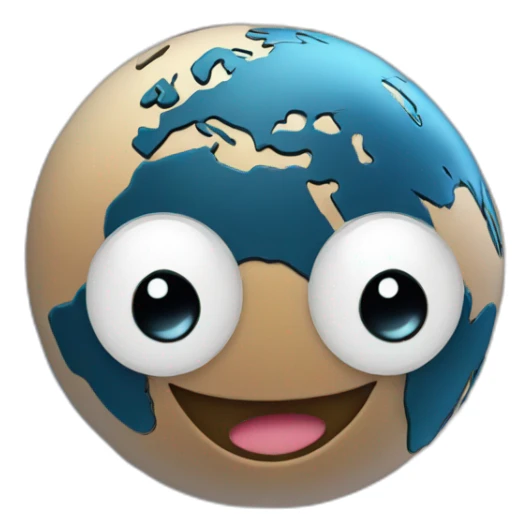 planet earth with cartoon face with smiling eyes sticker