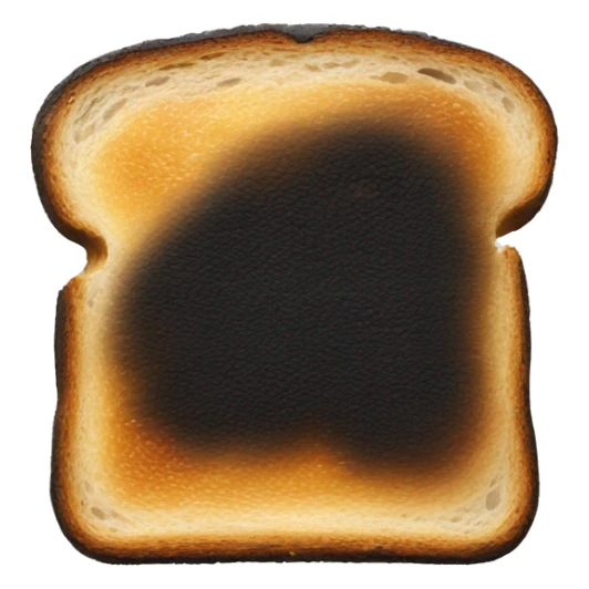 a slice of toast there are black charred  sticker