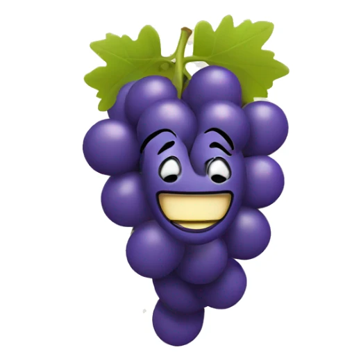 smile emoji with grapes instead of a brain sticker