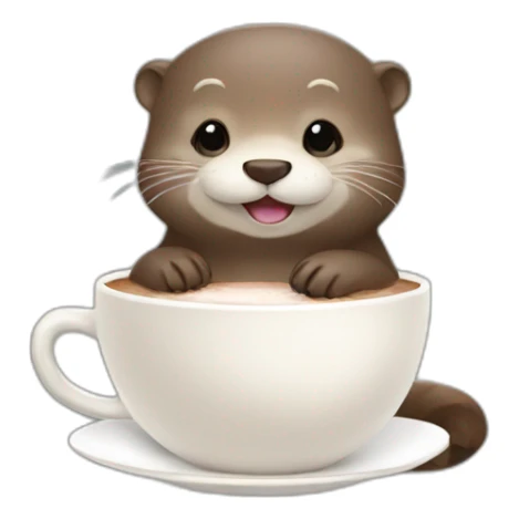 cute otter take a hot chocolate sticker