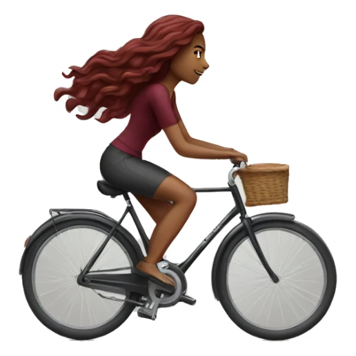Beautiful burgundy long haired woman riding a bike sticker
