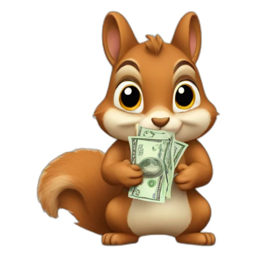 the squirrel holds a bundle of money in his paws sticker