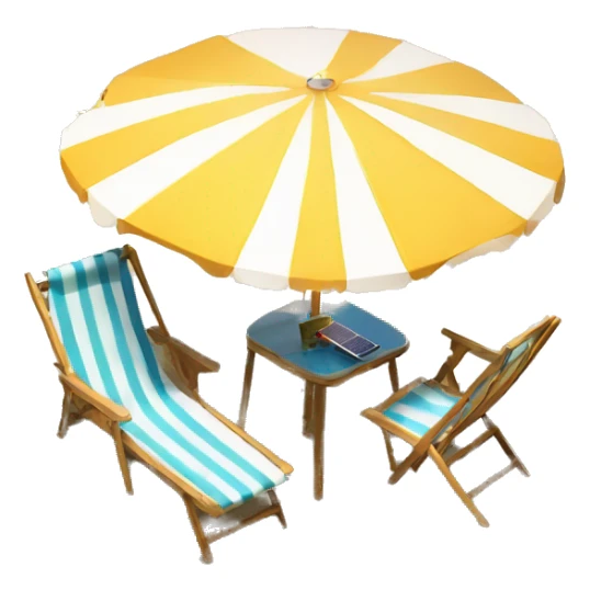 beach table with chair with Beach umbrella Include solar panels on the beach umbrella sticker
