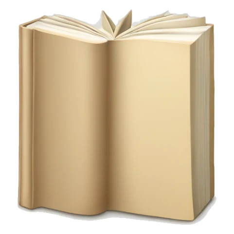 An open, hardcover book, depicted with a beige cover. Commonly used for various content concerning reading, writing, learning, and schooling. sticker