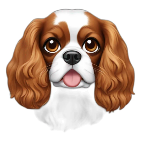 Cavalier King Charles noir et blanc avec os dans la bouche sticker