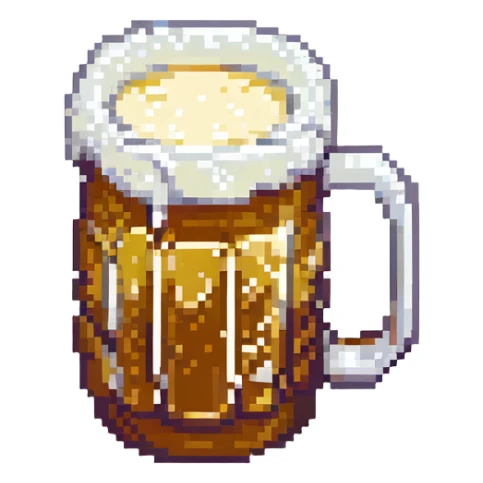 A frosty beer mug with foam sticker