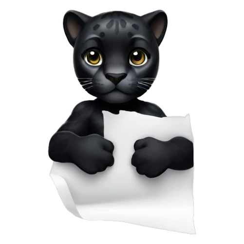 A black panther holding a white sheet of paper in its paws sticker